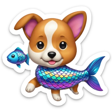 un chien avec des écailles de poisson sticker