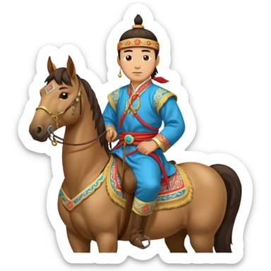 mongolian man on horse full body sticker