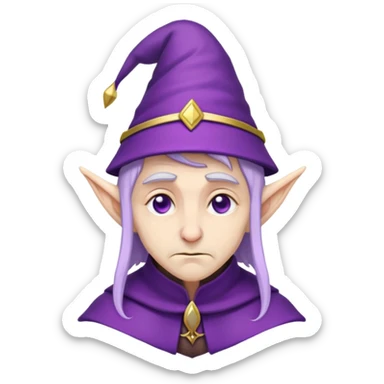 purple hat elf ear old wizard sad sticker