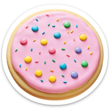 A sugar cookie with pastel pink icing and multicolor pastel sprinkles sticker