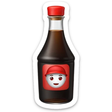 dark soy sauce bottle with red cap. sticker