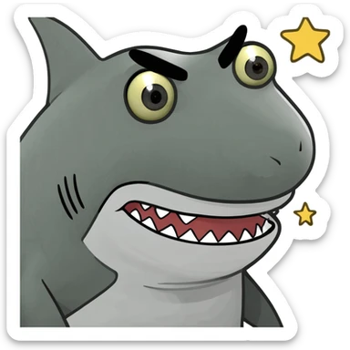 Shark with stars in eyes sticker