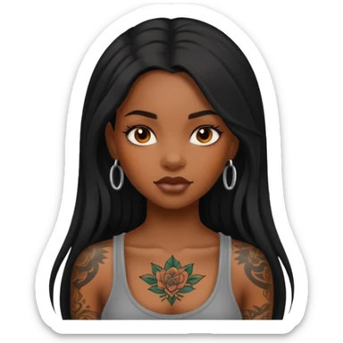 Tattooed princesses black girl with long hair  sticker