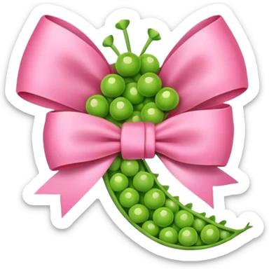 Green peas with pink bow sticker
