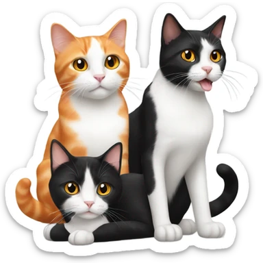 Two black cats and one orange and white cat  sticker