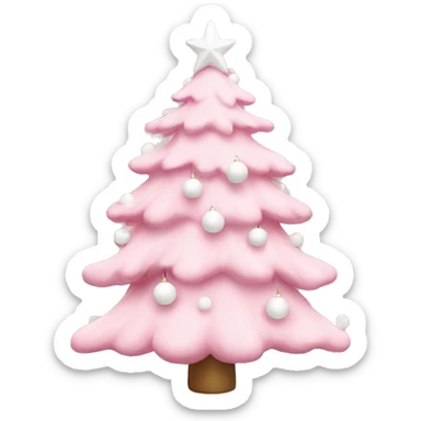 baby pink Christmas tree with white ornaments sticker