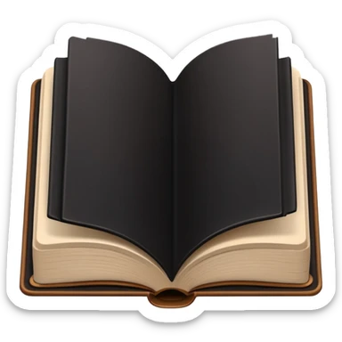 open brown book with completely empty, black pages sticker