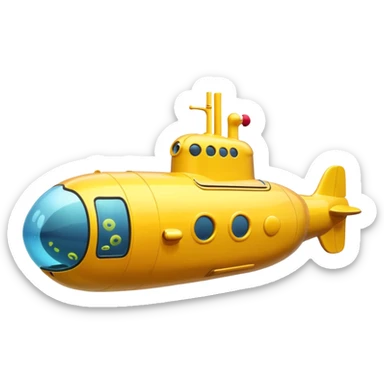 yellow submarine, three-quarters view sticker