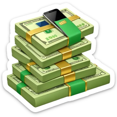 Dolares en efectivo, tarjetas, teléfono  sticker