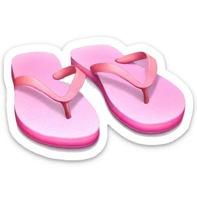 Realistic light pink gradient pair of summer flip flops isolated. sticker