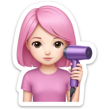 cute chibi girl holding a Dyson hair dryer sticker