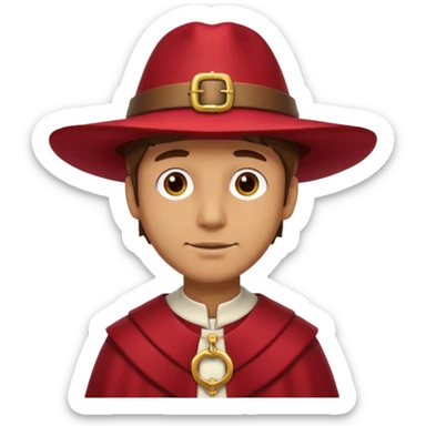 Man with red pilgrim-style hat and buckle.







































 sticker