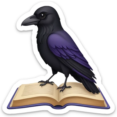 Raven on book sticker