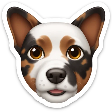 A black and brown tortoiseshell dog with pointy ears sticker