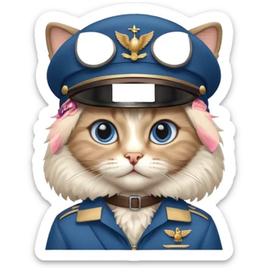 Cute ragdoll cat on a plane sticker