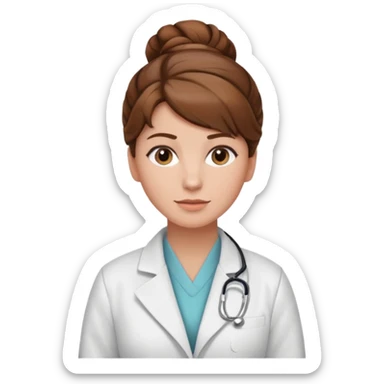 healthcare instructor standing up brown hair updo sticker