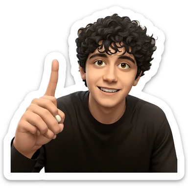 smiling boy in black shirt sticker