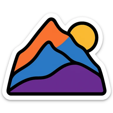 modern abstract icon of mountain silhouette with bold colors, inspired by Taiwan landscape, no cliche sticker