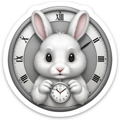 Un lapin qui a une horloge dqns la main sticker