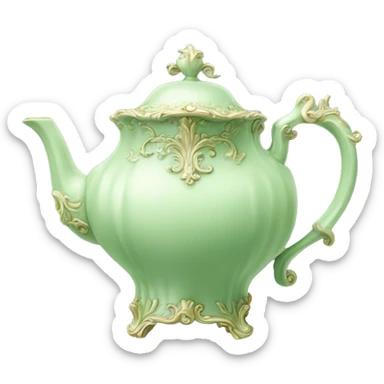 Realistic Pale Green vintage rococo teapot sticker