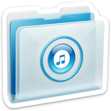 A **simple emoji-style icon** of a **transparent white plastic folder**, minimal and clean, with **rounded corners**, subtle translucency, soft shading, and a **small Concert arena symbol** on the front.
 sticker