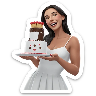 happy girl with cake sticker