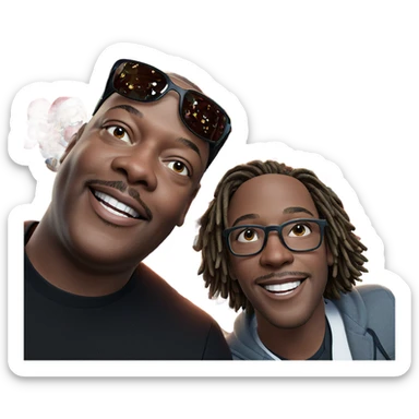 smiling boys by the christmas tree sticker