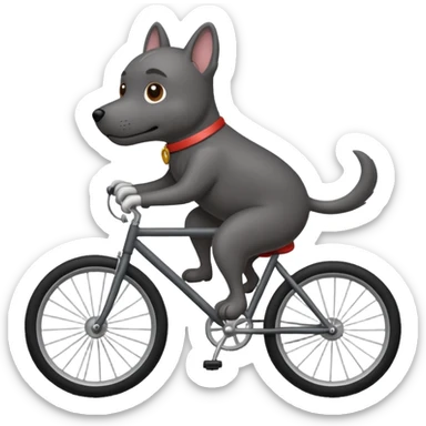 Dark gray dog on a bike sticker