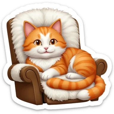 happy cat lounging in a recliner sticker