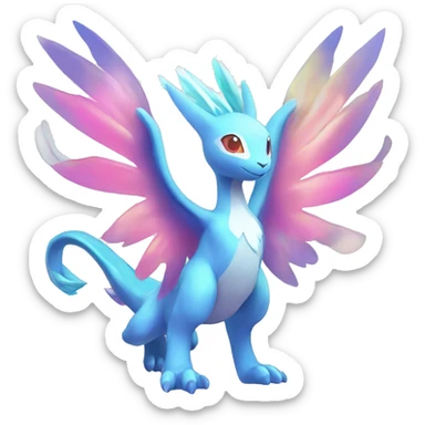 Celestial Godly Crystallic Colorful Vibrant Colors Flying Advanced Fakémon-Legendary-Pokémon-Creature Full Body sticker