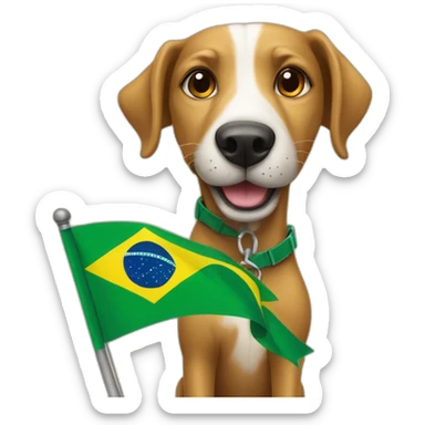 Stray-caramel-dog-holding-brazilian-flag sticker
