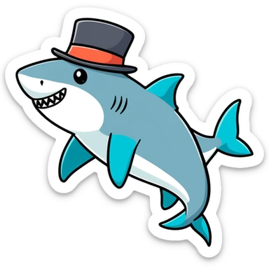 Shark with a top hat sticker