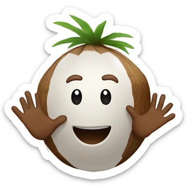 Cartoon coconut with hands clapping sticker