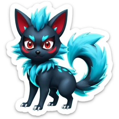 Shiny Cool Badass Zorua-Fakémon-hybrid-creature (full body)  sticker