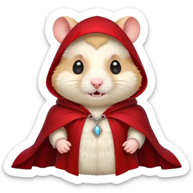 { "type": "object", "look": "hamster in red collar cloak", "description": "a vampire hamster wearing a red collar cloak" } sticker