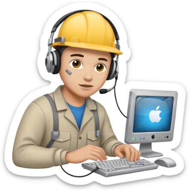 computer technician fixing damage computer sticker