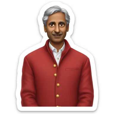 Shiv Aiyar in red jacket sticker