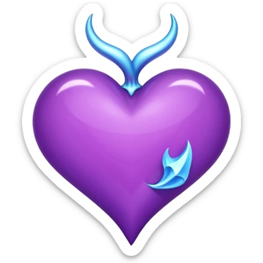 O inima mov,cu trecere spre albastru deschis si coada de drac! sticker