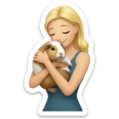 Blonde Woman hugging a guineapig sticker