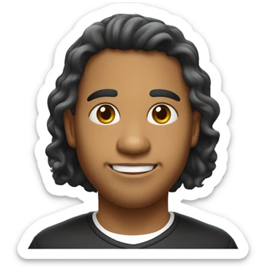 Menino indigena brasileiro de cabelo preto ondulado franja e pele clara  sticker
