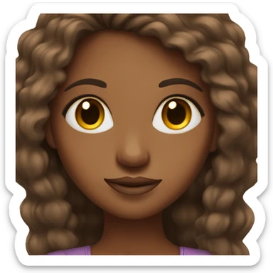 Brown skin girl with long brown hair with lashes sticker