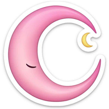 Pink crescent moon no face sticker