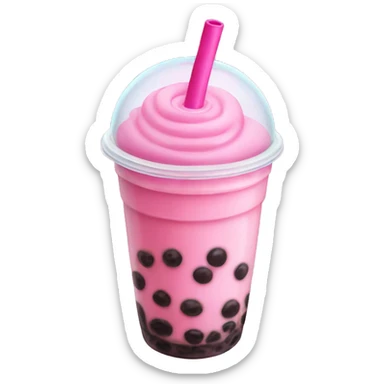 Pink bubble tea sticker