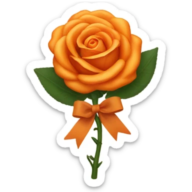orange rose with dark orange bow sticker