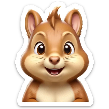 Cinematic Comical Squirrel Portrait Emoji, Head tilted dramatically with an exaggeratedly surprised expression and wide, comical eyes, featuring a petite, sprightly body with a dramatically bushy tail and perky, animated ears, Simplified yet hilariously expressive features, highly detailed, glowing with a slightly sassy woodland glow, high shine, dramatic yet playful, stylized with an air of cheeky forest mischief, soft glowing outline, capturing the essence of a meme-worthy squirrel that looks ready to scamper into viral fame with its playful antics! sticker