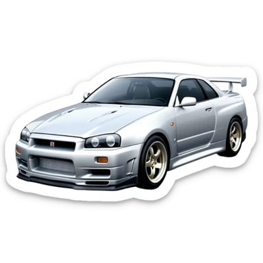 The 1999 Nissan Skyline GT-R R34 is the car used in the movie 2 Fast 2 Furious.  sticker