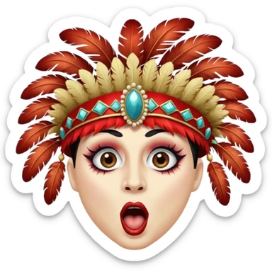 portrait of a cabaret actor with a whitened face and made-up eyes and mouth, his mouth wide open and his gaze shocked sticker