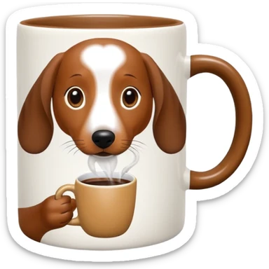 dachshund drinking morning coffee  sticker