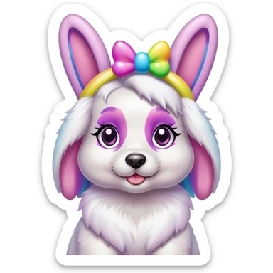 Lisa Frank Easter bunny headband on dog Face sticker