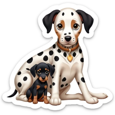 1 Dalmatian adult + 1 dobermann puppy sticker